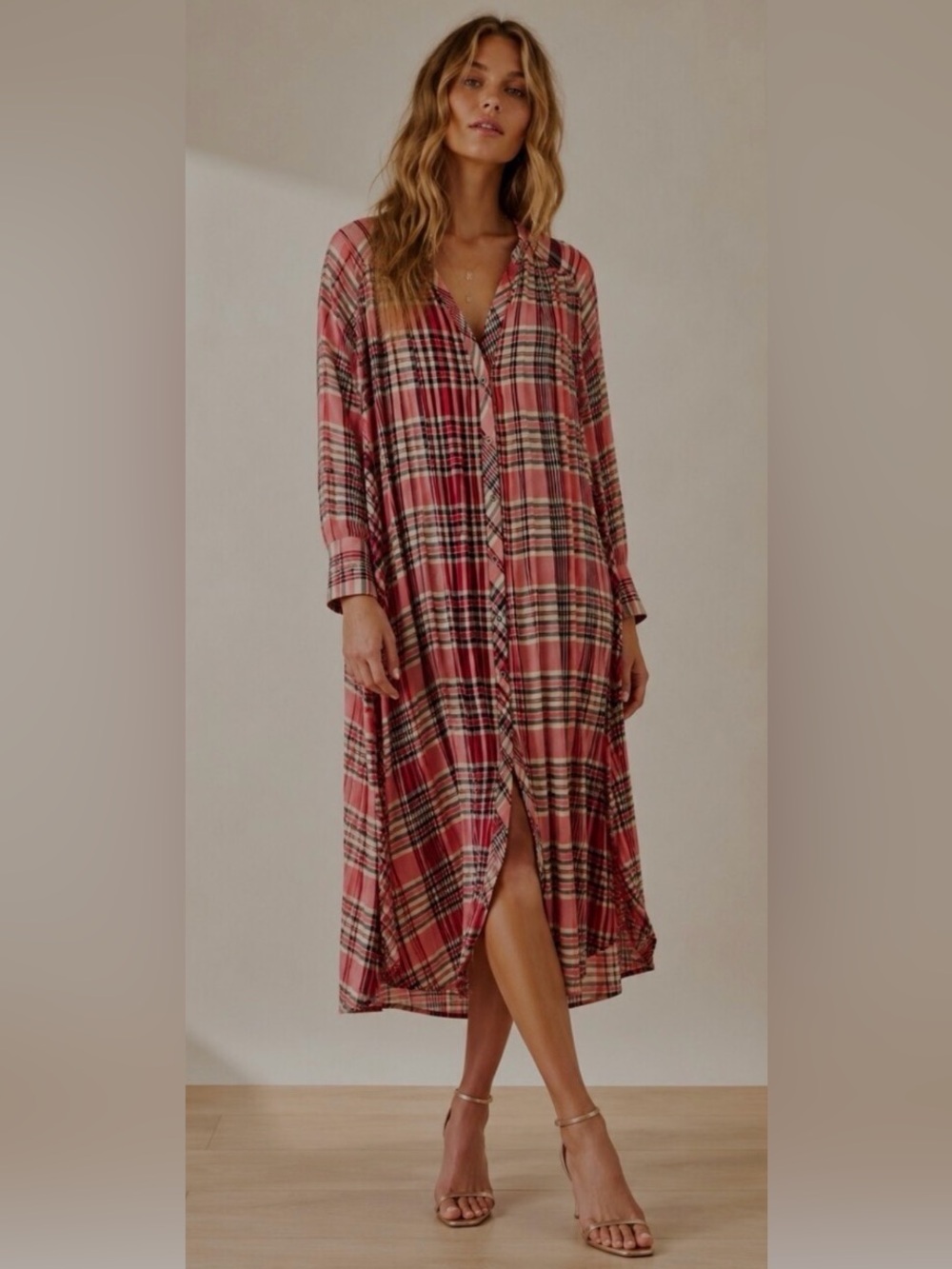 Free People Lorelei Plaid Shirt Dress - Small